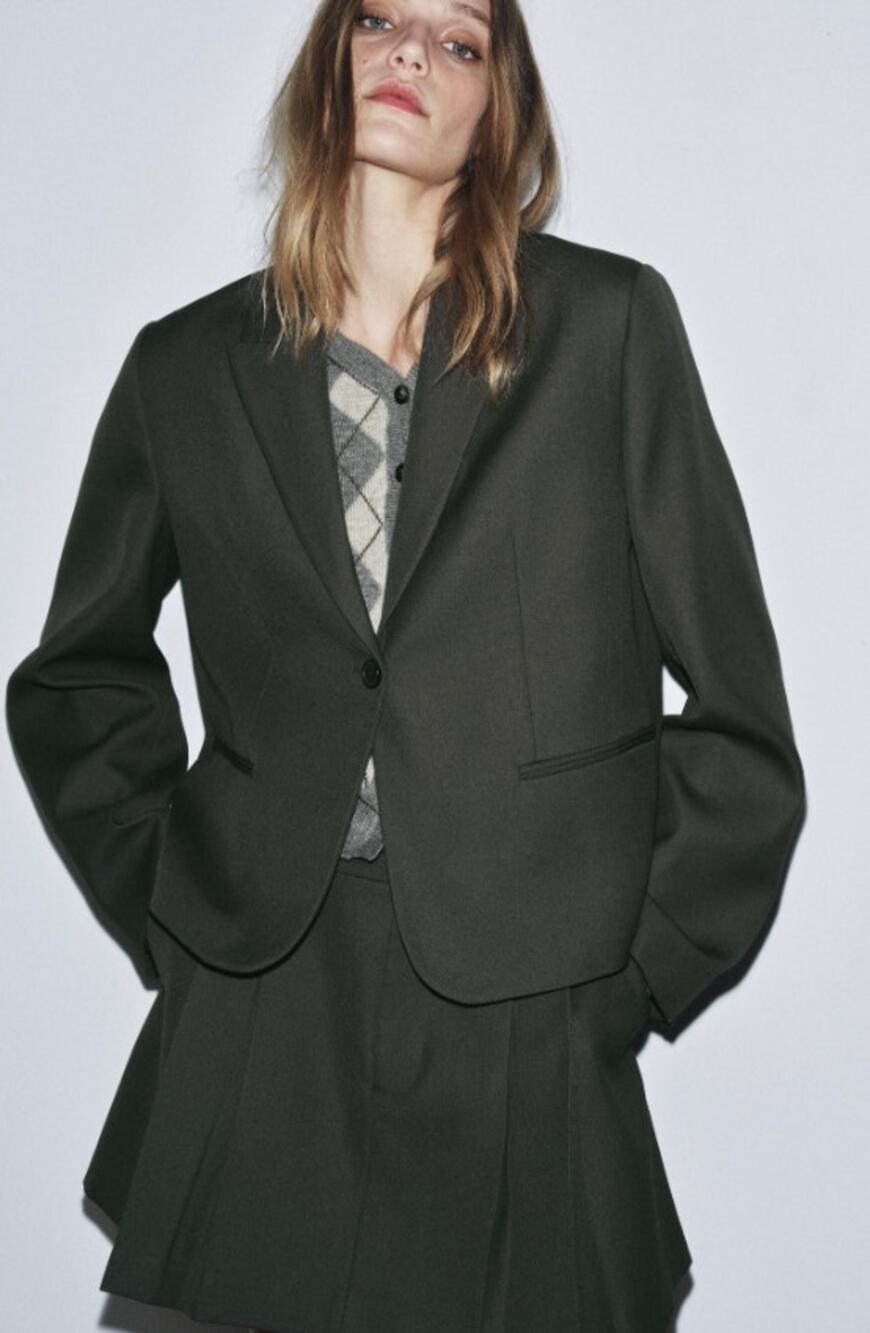ZW STRAIGHT CUT BLAZER COLLECTION Dark Gray Blazer Jacket Size Medium